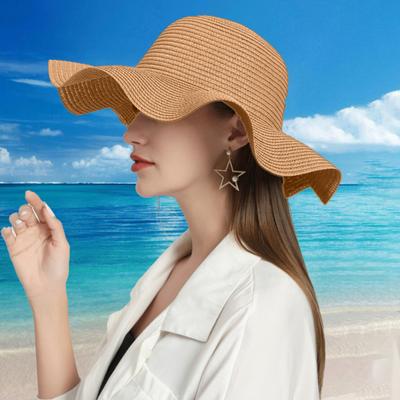 Yousheng Women Straw Hat Wide Brim Breathable Quick-Drying Sun Hat Solid Color Sun Protection Hat Outdoor Beach Hat