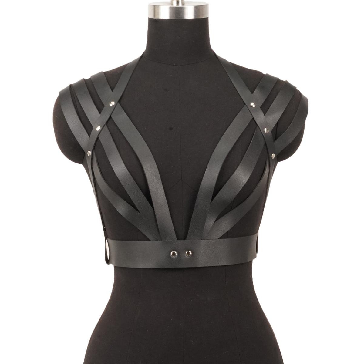 Yiran Sexy Lingerie Women's Punk Fashion Leather Body Harness Belt Waist-To-Shoulder Casual Wild Gothic Clothing Accessory