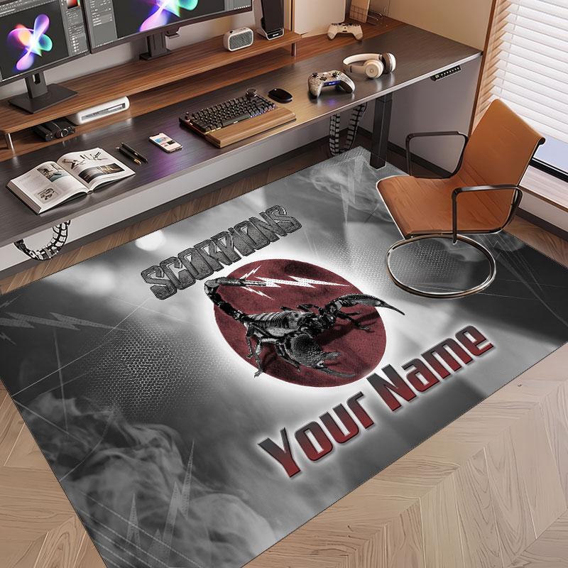 Custom Rug Scorpions Pattern Print Name Text Soft Non‑Slip Floor Carpet for Home Indoor Decoration