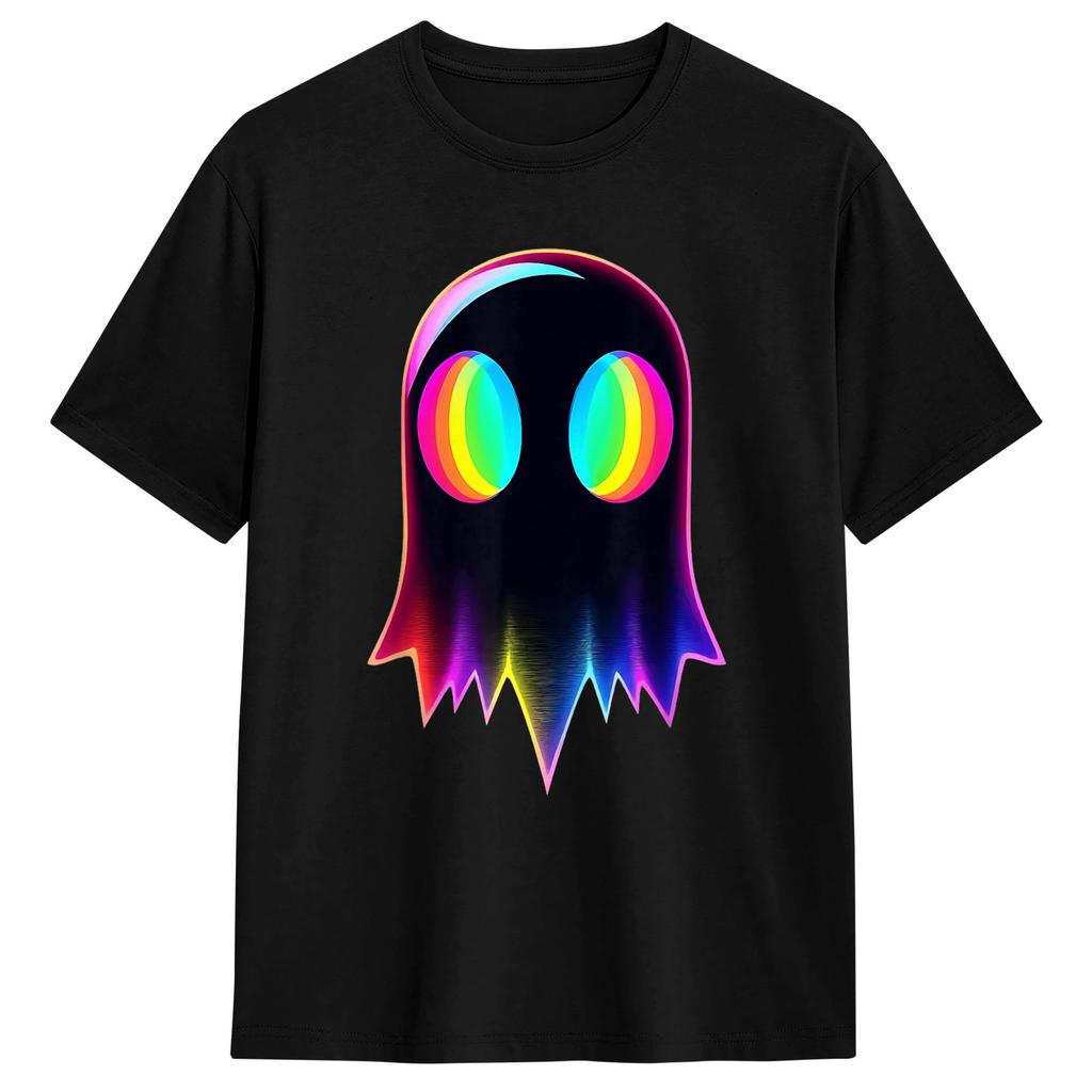 Streetwear T Shirt Summer Ghost Trippy Vaporwave Halloween Techno Rave Edm Dj Music Novelty T Shirts Cotton Tshirt Short Sleeve