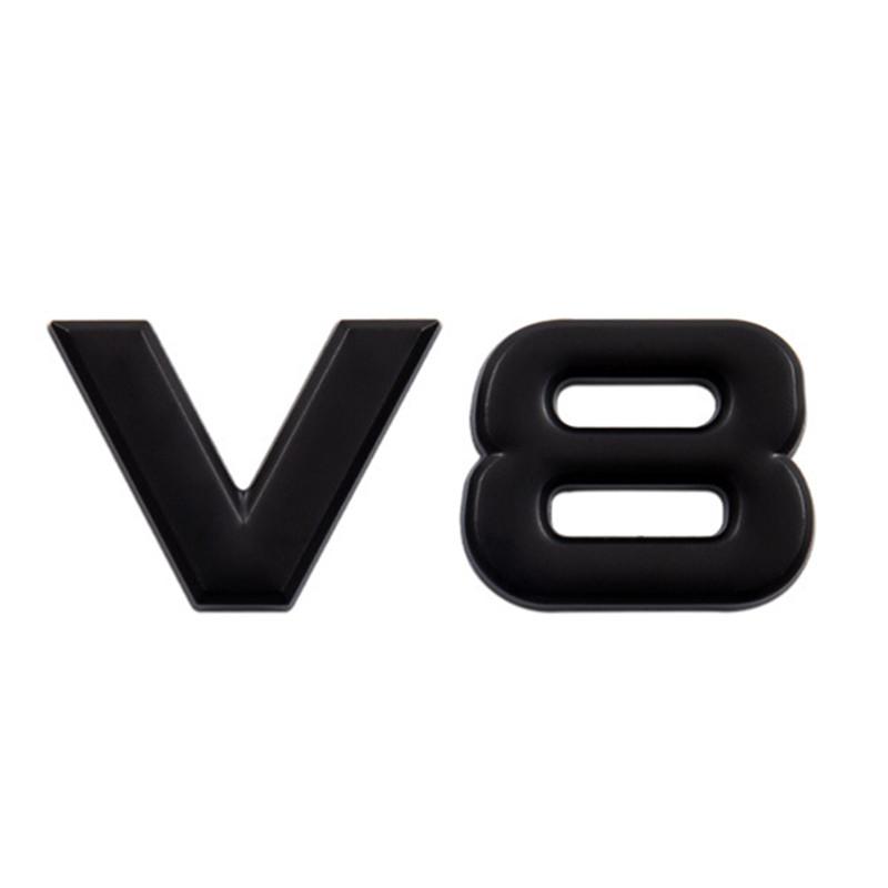 

Auto Metal Alloy 3D V8 Logo Engine Displacement Trunk Rear Car Badge Decal Chrome For V8 Side Wing Emblem Sticker Car Styling