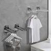 6-hole Suction Cup Clothes Hanger Wall Mounted Laundry Rack Hook Folding Clothes Rack  Balcony