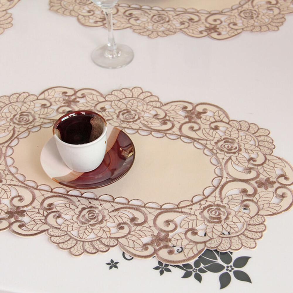 White Tablecloth Embroidered Table Cloth Satin Fabric
