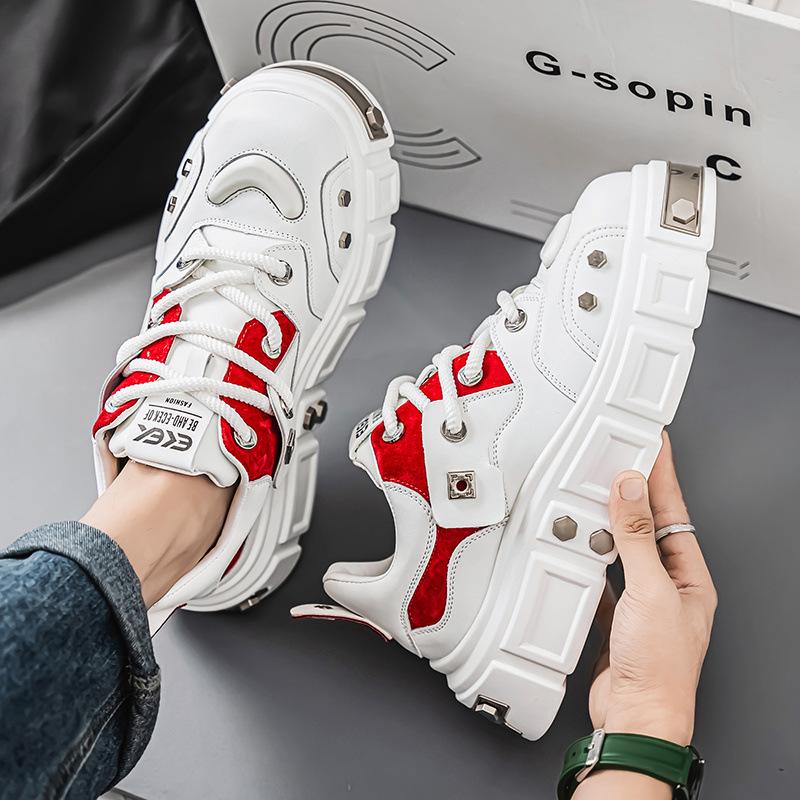 Men Casual Sneakers Metal Punk Platform Skateboard Shoes Tennis Sports Shoes Male Outdoor Comfortable Vulcanized Sneakers