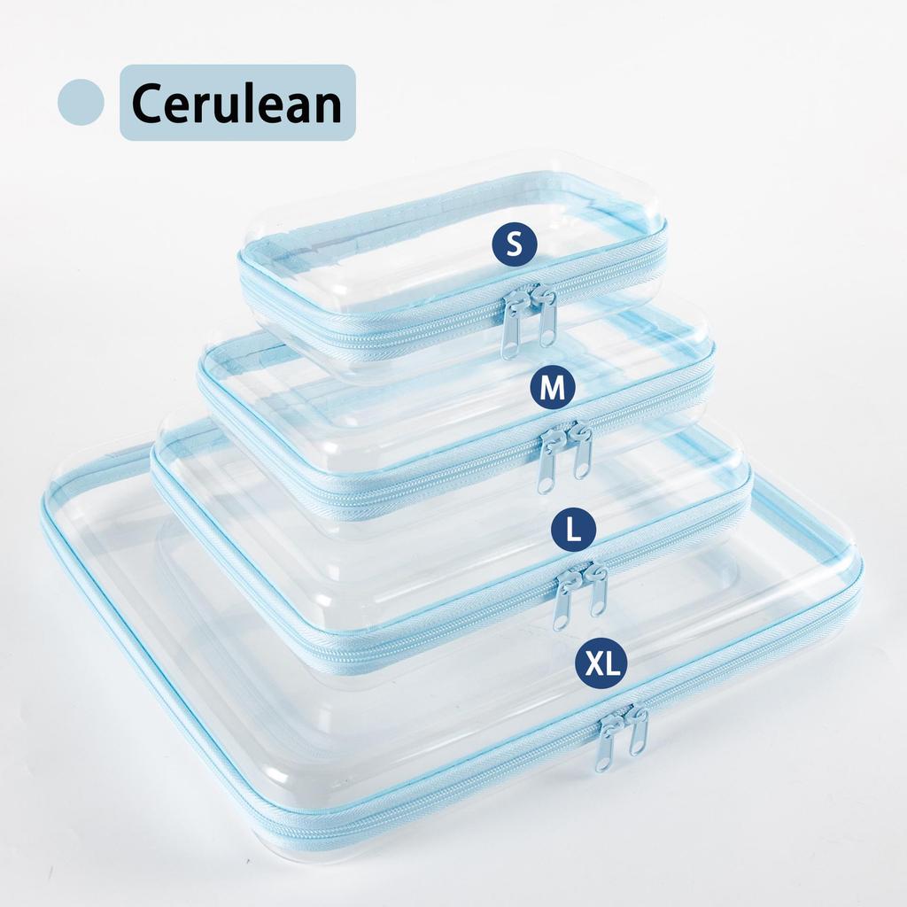 Large Clear Zipper Travel Organizer Bag for Pet Clothes & Toiletries - Hard Storage Box with High Capacity