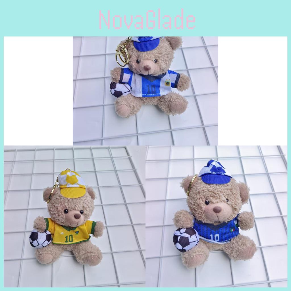 Plush Soccer Bear Keychain With Pp Cotton Filling For Kids And Teens