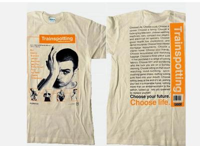 Vtg Trainspotting Horrorfilm Kurzarm Sandfarbe 2 Seiten Shirt