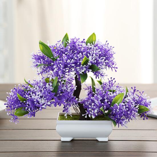 1 plante artificielle en pot, arbre à fleurs, décoration pour la maison, le bureau, le jardin, les bonsaïs
