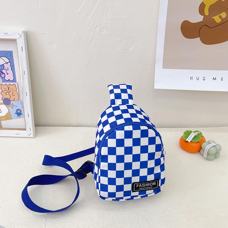 Checkerboard Shoulder Printed Bag Casual Chest Bag Children Crossbodybag Outdoor