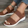 Damen-Sandalen aus elastischem Strickstoff mit Keilabsatz, zum Reinschlüpfen, leichte Wandersandalen, bequeme Sommerschuhe in Übergröße