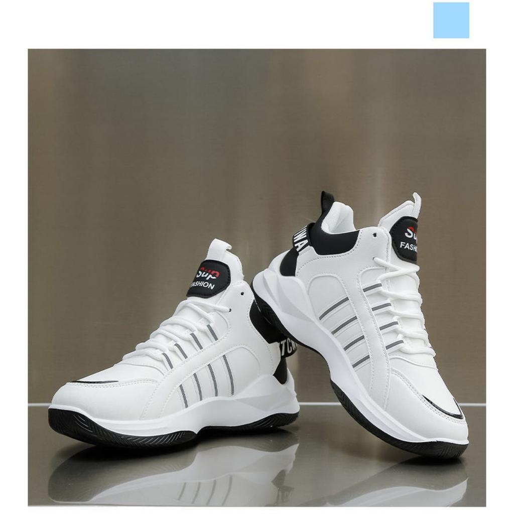 Men's Low Top and High Top Sports Shoes -Breathable PU Upper and Lace Up Design, Suitable for Running, Fitness and Daily Wear, Basketball Shoes