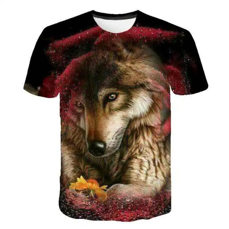 Maglietta Bambini Ragazzi Stampa 3D Animale Lupo Manica Corta Top Estivi Casual dai 2 agli 8 Anni Vestiti per Bambini T-Shirt Bambina