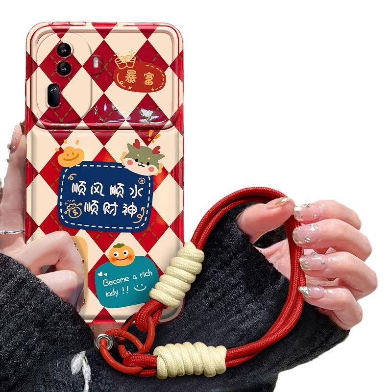 Geeignet für Xiaomi 14/13 Pro Handyhüllen, 12/11 Unendliches Glück Lanyard, Redmi K70/60/50 Klappspiegel