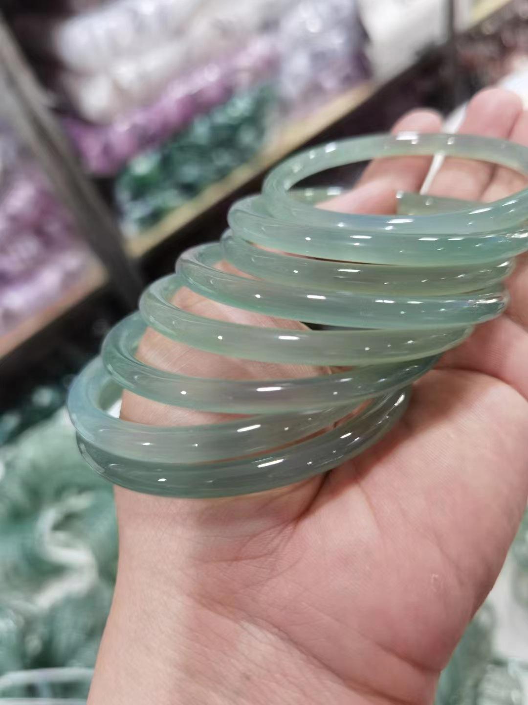 6 мм натуральный масляный синий халцедон браслет модный браслет с изумрудом женский — фото 6