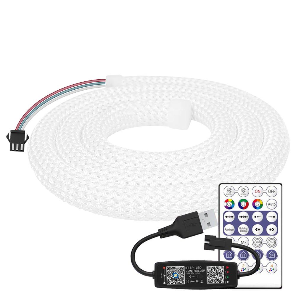 WS2812B WS2811 DC5V Round Reticulate Pattern Neon LED Strip 50Leds/m 360 Degree Smart RGBIC Flexible Silicone Light Tape IP67