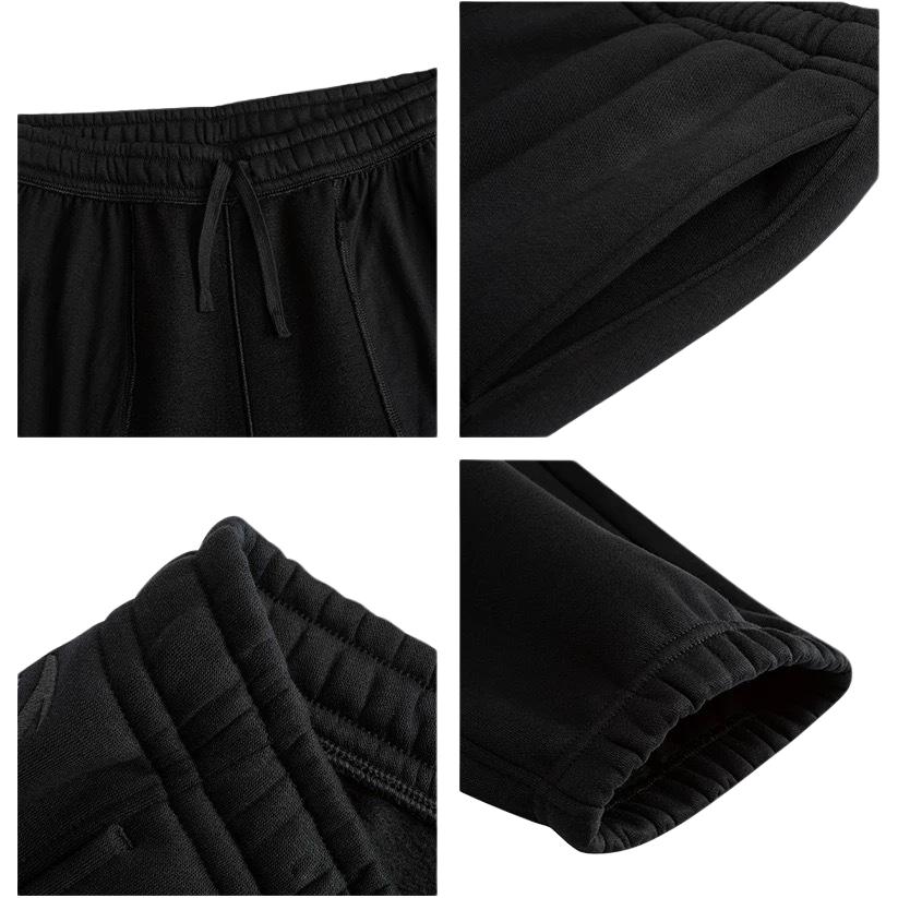 Anta Lifestyle Series Sports Retro Fleece Basic Black Fashion Versatile Comfortable Breathable Long Knitted Casual Pants Men bottoms 152618301N-2