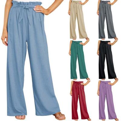 Spring Autumn Women's Large Loose Casual Pants Solid Color Elastic Waist Pants Trousers Women’s