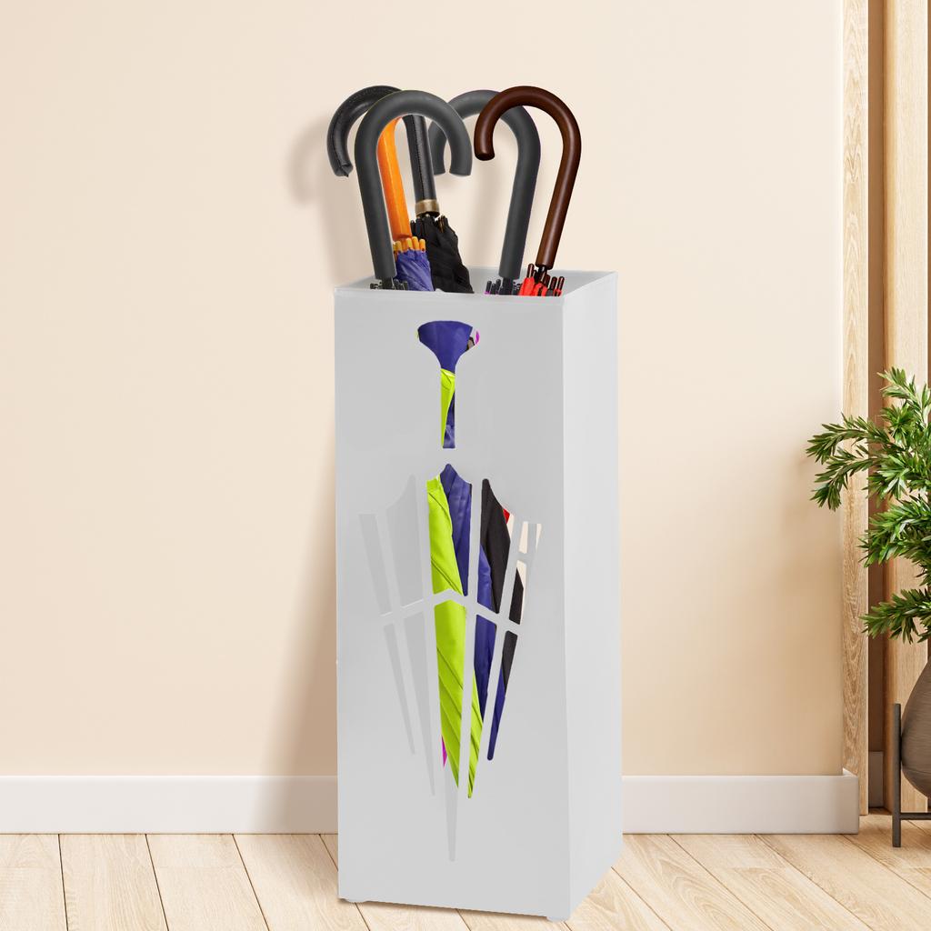 Umbrella Holder Metal Free Standing Umbrella Stand Rack Rectangular Multipurpose Indoor Walking Stick Holder for Home Entryway