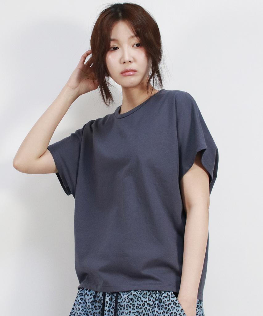 Deumakeu Standard Fit Solid French T-Shirt Navy