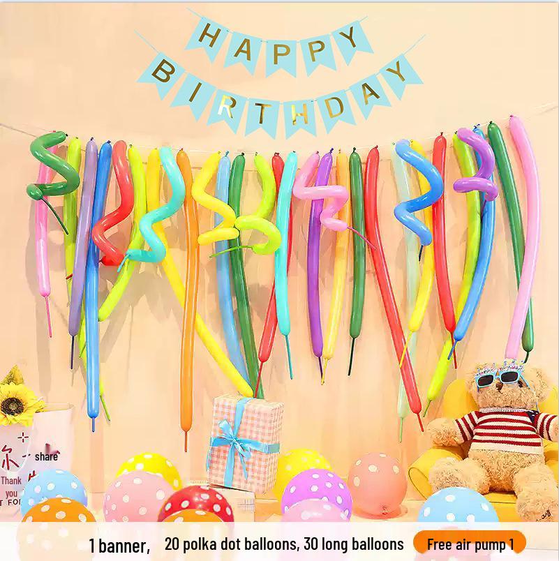 Colorful Thickened Spiral Twist Balloons for Baby's First Birthday Decoration