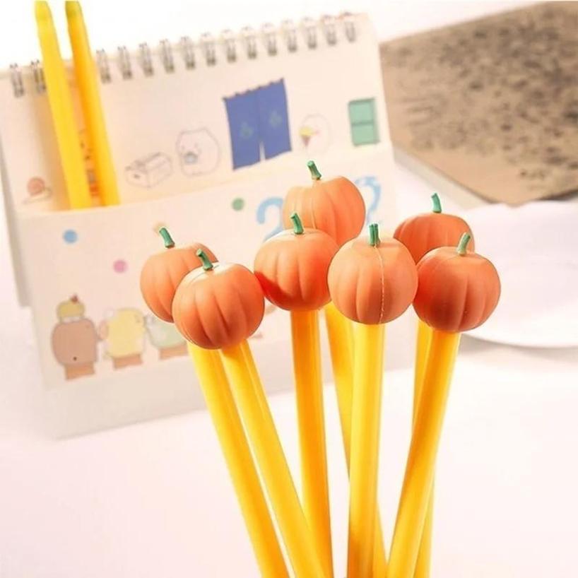 3 Pcs Cute Cartoon Pumpkin Style Gel Pen Creative Plastic Replaceable Pen Refill Gel Pen Sign Pen Student Supplies