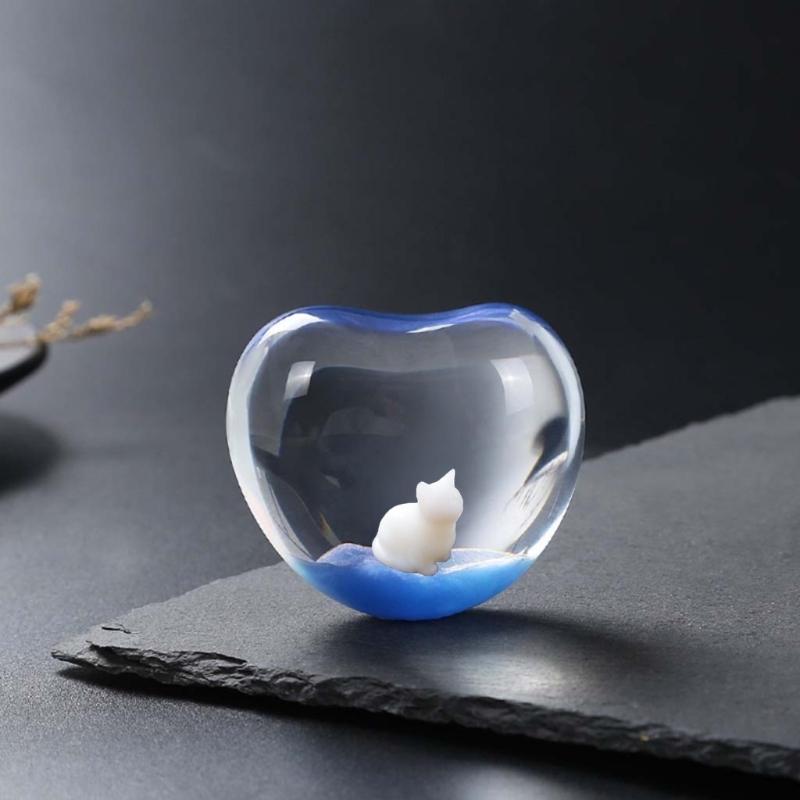 Cute Cat Resin Fillers with Crystal Droplets Flexible Silicone Mould Miniature Landscape Decorations for Home and Office