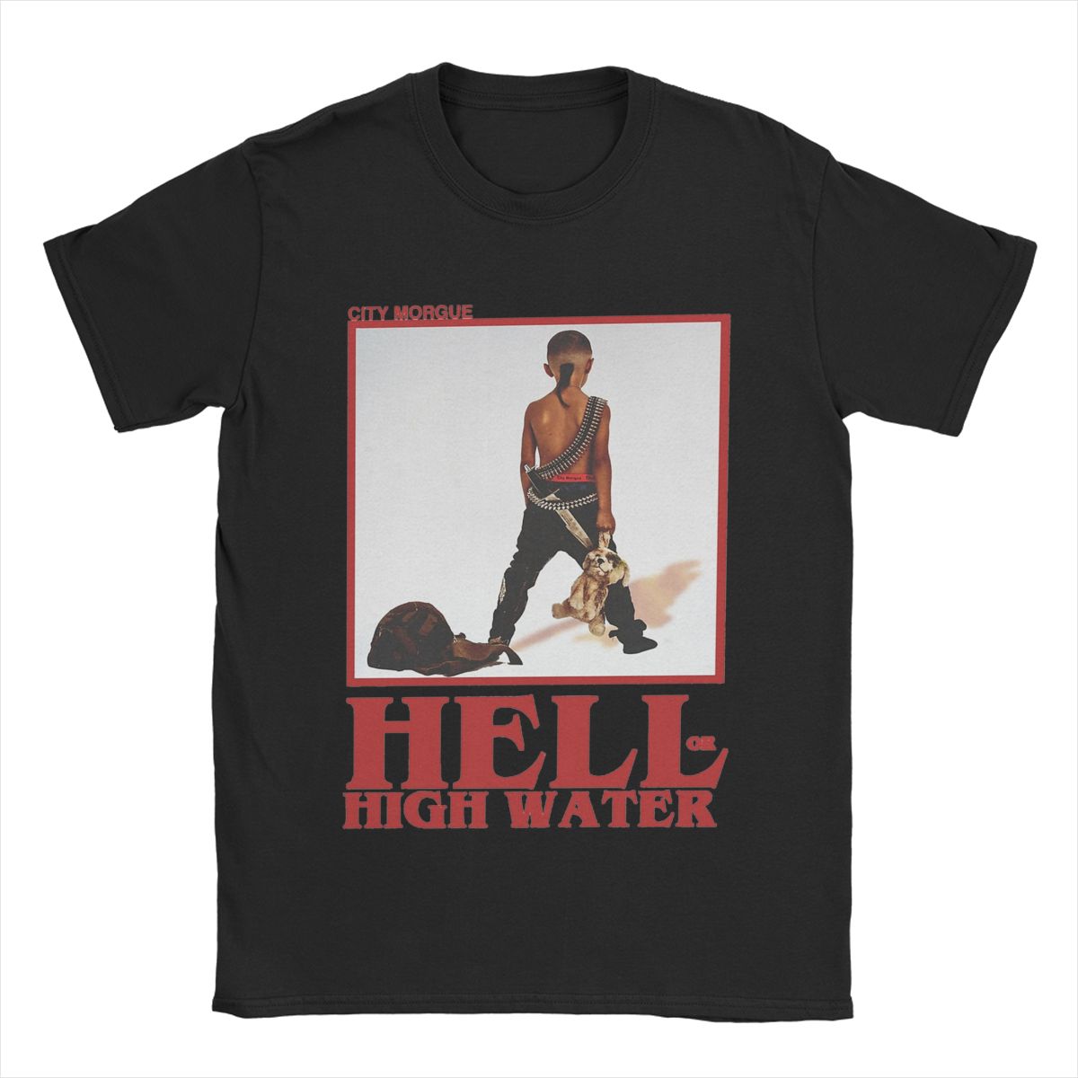 

Повседневная футболка City Morgue для мужчин с круглым воротом, хлопковые футболки с коротким рукавом, футболка с принтом, одежда S чёрный