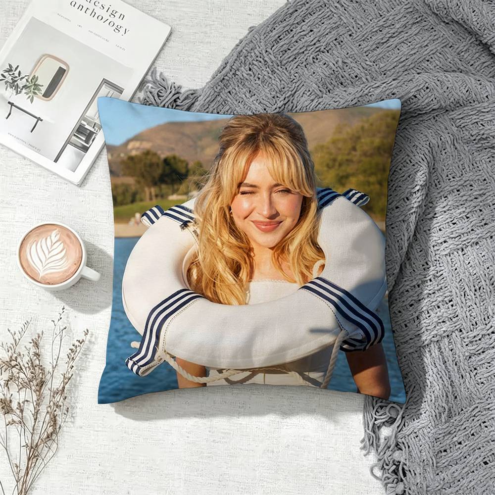 S-Sabrina C-Carpenter Short n Sweet  Square Double-Sided Printed Pillow Case Sofa Cushion Cover Bedroom Bedside Decor