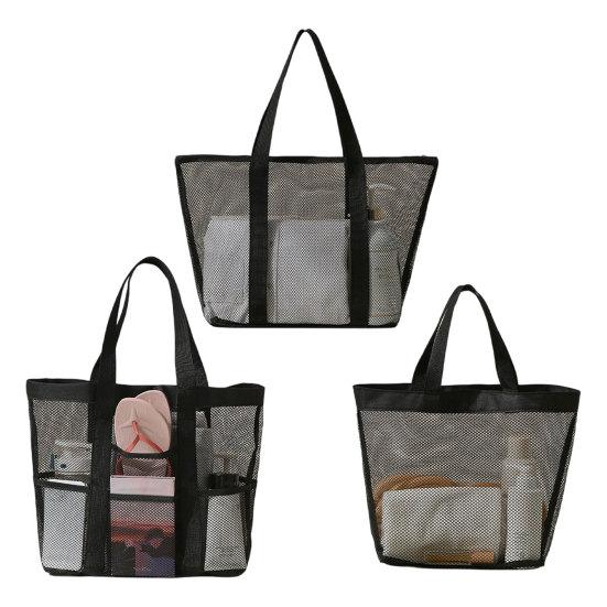 Mesh Beach Bag, Large Capacity Foldable Tote Bag, Sandproof Dirt-Resistant Portable Fitness Shower Bag, for Beach And Swimming Pool