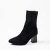 Women's autumn and winter new knitted plush short boots large size pointed thick heel elastic socks boots high heel thin boots women