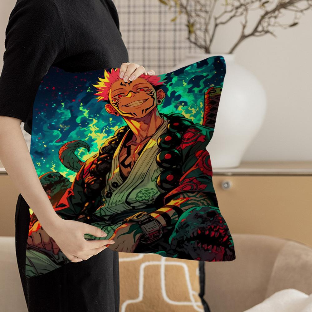 Poduszka Anime R-Ryomen S-Sukuna Poduszka Anime Pokrowiec na Poszewkę Poduszki na Kanapę Łóżko Zagłówek Pokrowiec na Poduszkę 45x45 Cm Modny