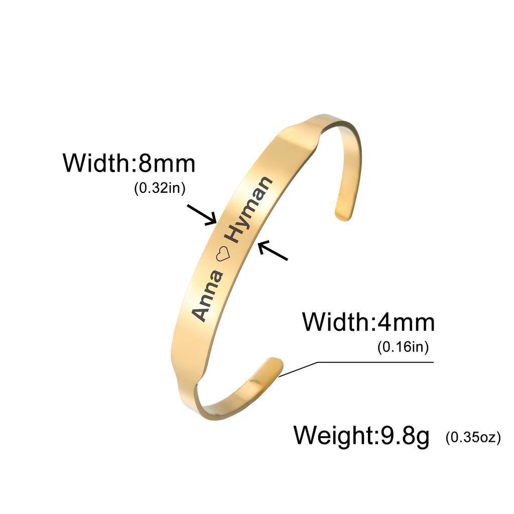 Customized Open Bangle Engraved Name Sentence Logo Bracelet Personalized Stainless Steel Jewelry Men Women 2026 New Year Gifts