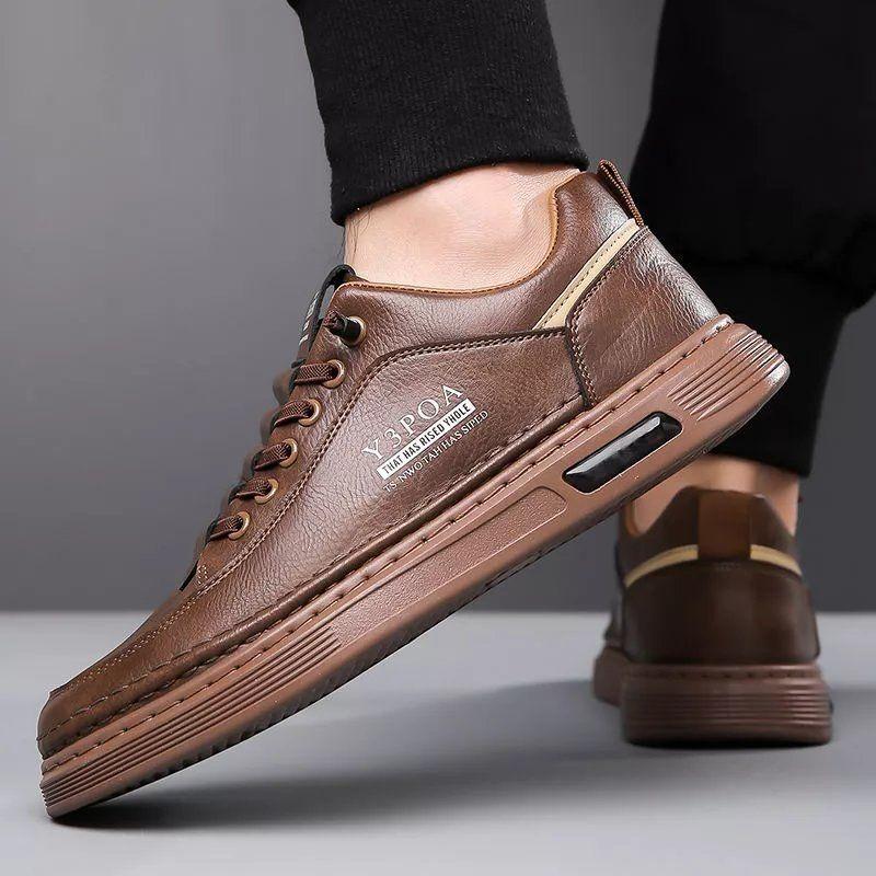 Men's shoes new spring sports board shoes trendy versatile casual leather shoes breathable soft sole white shoes men