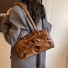 Vintage Women Business Shoulder Bags Simple Ladies Commute Tote Bag Pu Leather Female Underarm Bag Burgundy Large Handbags Purse