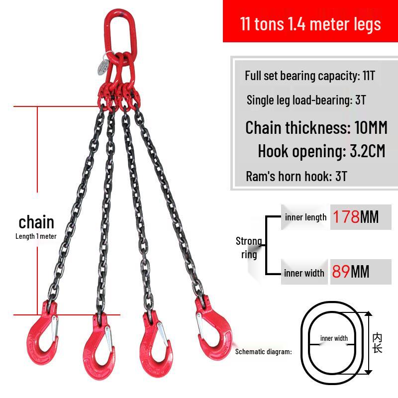 Double & Quad Hook Manganese Steel Chain Sling For Cranes & Forklifts