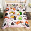 Sushi Duvet Cover Twin Japanese Cherry Blossoms Bedding Set for Girls Boys Room Decor Kawaii Sushi Japan Food Comforter Cover