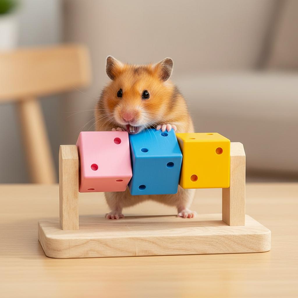 Jouet interactif de fitness pour hamster avec support – Équipement de jeu pour la recherche de nourriture, le soulagement du stress et l'enrichissement pour petits animaux de compagnie