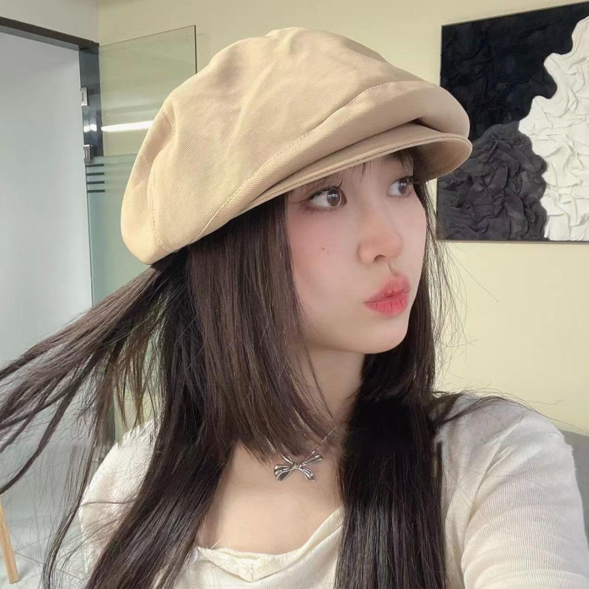 

Шляпа художника на весну и осень, газетные шапки для отдыха, женская модная беретная шляпа, винтажная однотонная кепка One Size хаки