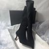 Women Stretch Slim Modern Long Boots Pointed Toe Knee High Booties Street Style High Heels Party Stripper Female Shoes