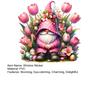 Tulip Gnome PVC Window Cling Waterproof Pink Floral Gnome Static Sticker Reusable Glass Door Decals for Classroom Home Office Party Decoration