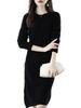 BN1 Select Knit Dress for Elegant Crew Long BN255 BLK Women's Fall/Winter, Neck, Knee-Length, Sleeves, Black,