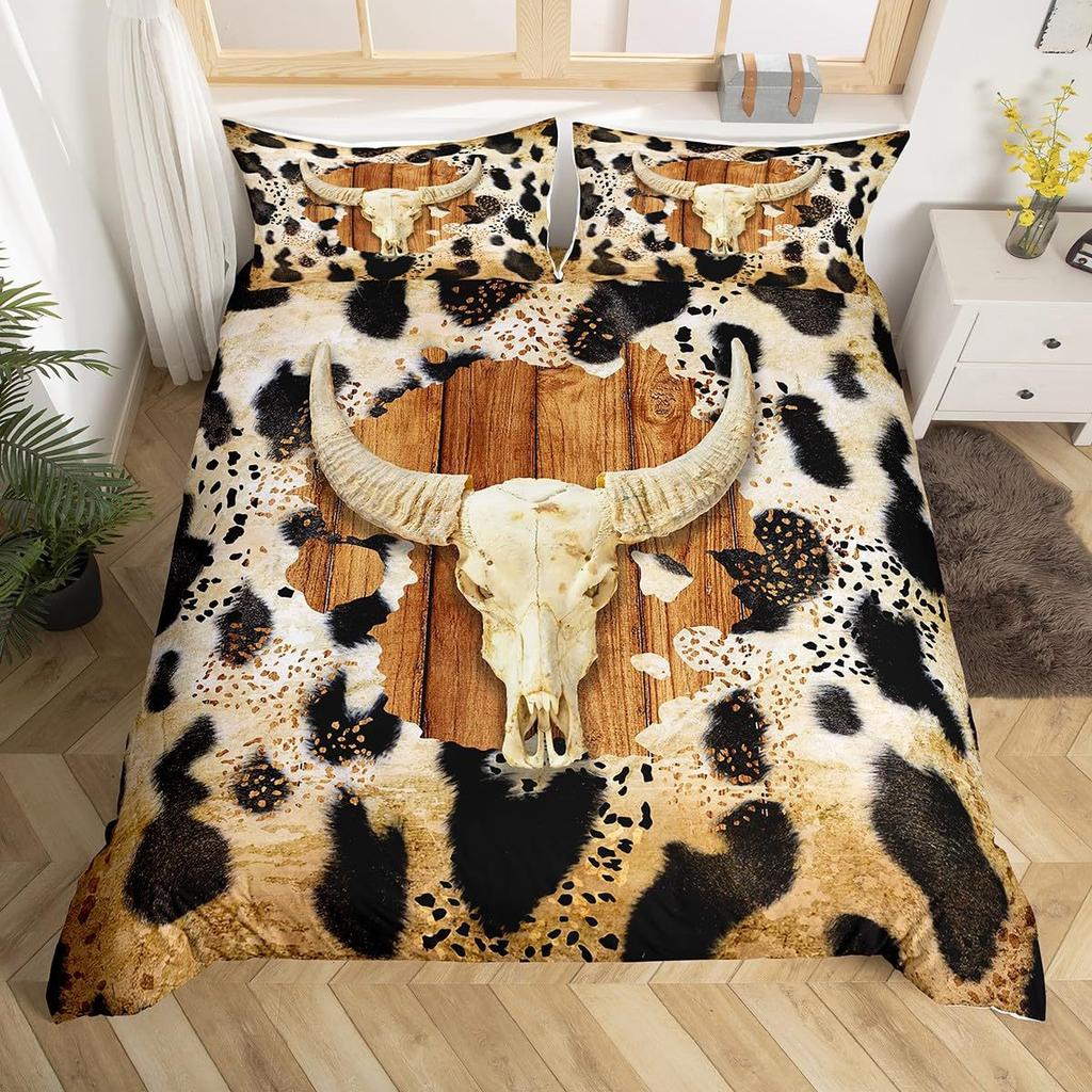 Flower Deer Head Three-Piece Quilt Cover 3D Digital Printing Bedding Set Bed Cover
