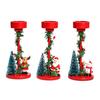 Decorative Christmas Candle Holders Set of 3 with Santa and Holiday Character Figures for Entryways, Coffee Tables and Dining Table Displays