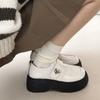 Black muffin platform small leather shoes women's 2024 autumn new French Velcro heightening Mary Jane Love single shoes