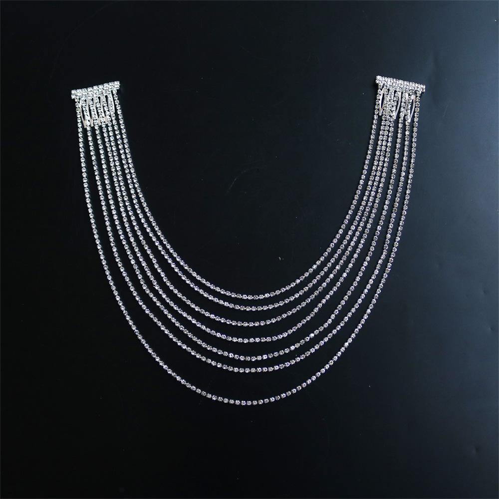 

European And American Mesh Tassel Headband Bridal Dress Rhinestone Multilayer Headband Accessories Female Headband срібний