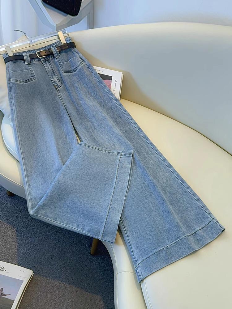Women's Light A-Line Straight-Leg Wide Jeans for Spring & Autumn 2025