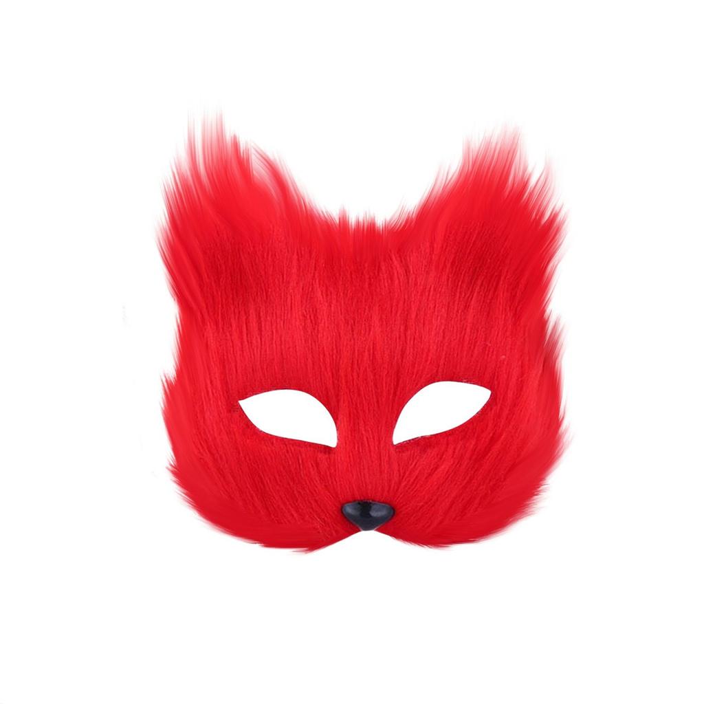 Animal Cat Fox Mask Halloween Cosplays Make-Up Costume Accessories Faux Furs Half Face Mask Performance Props Animal Mask