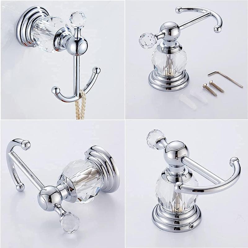 Crystal Towel Hook Chrome, Gold Robe Hooks, Bathroom Hand Towel Wall Hanger for Clothes Closet Wall Mounted Kitchen ELG85400-82