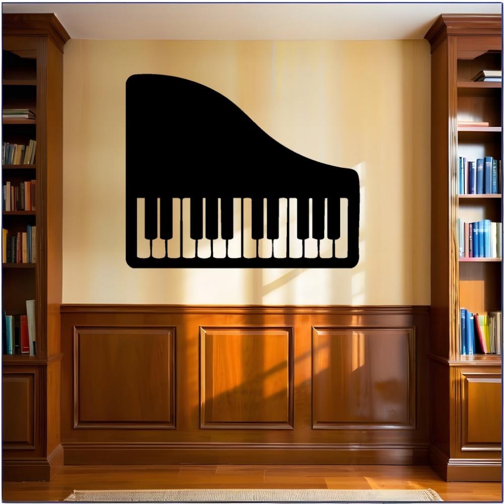 1 Stück Horizontale Klavier Laserschnitt Metall Wandkunst, Schwarzes Eisen Musik Dekor, Moderne Wanddekoration für Wohnzimmer Schlafzimmer, Geschenk für Musikliebhaber