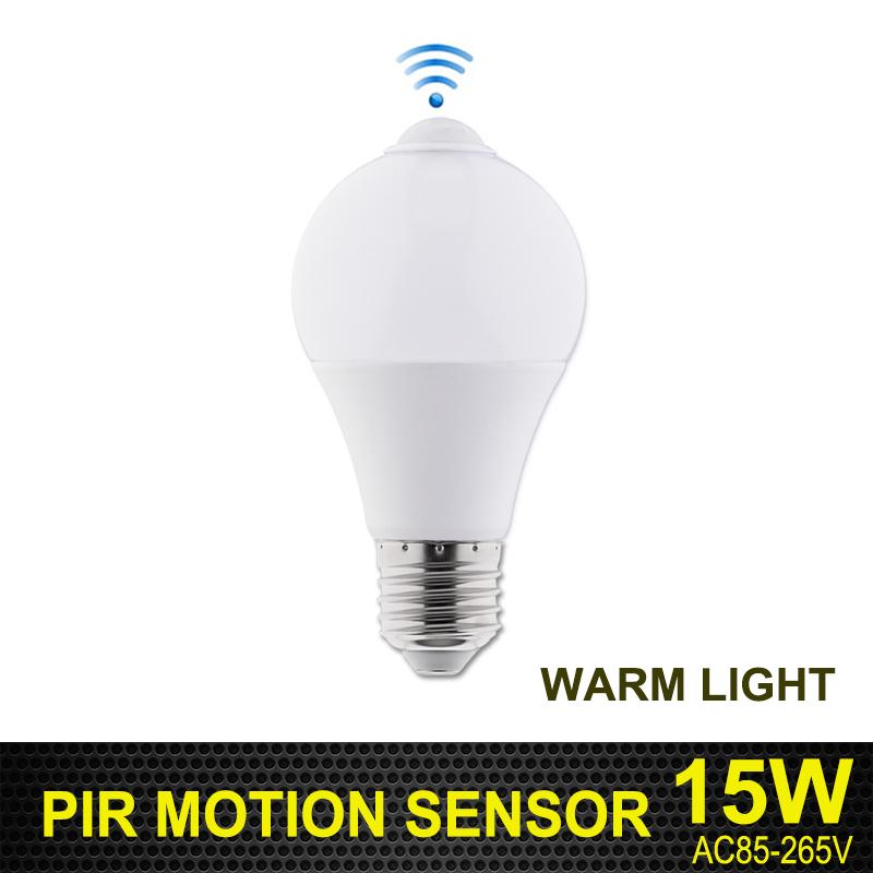 

AC 85-265V E27 PIR датчик движения лампа светодиодная лампа с датчиком движения инфракрасное излучение детектор движения охранное освещение 12W 15W 18W warm white